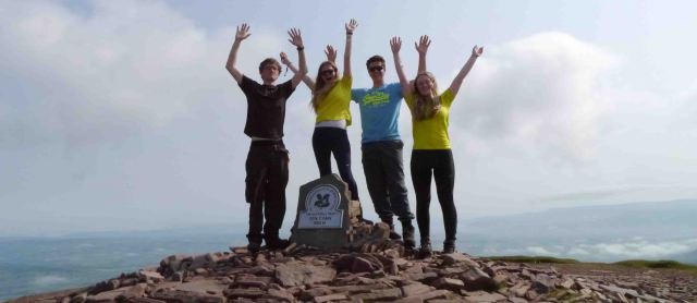 KEDS group on the top of Pen y Fan as the last of the inversion burns off in the wonderful summer sunshine