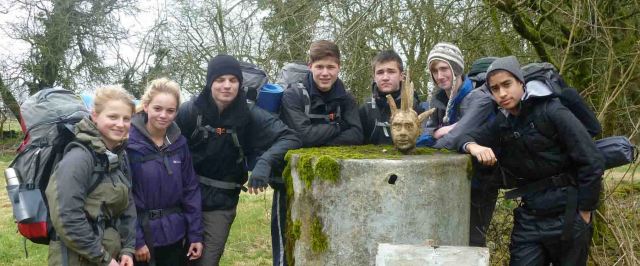 One of the Kings Gloucester groups at a rather strange sculpture they found on their walk.