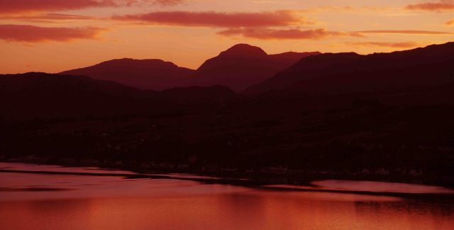 The sun sets over Loch Carron